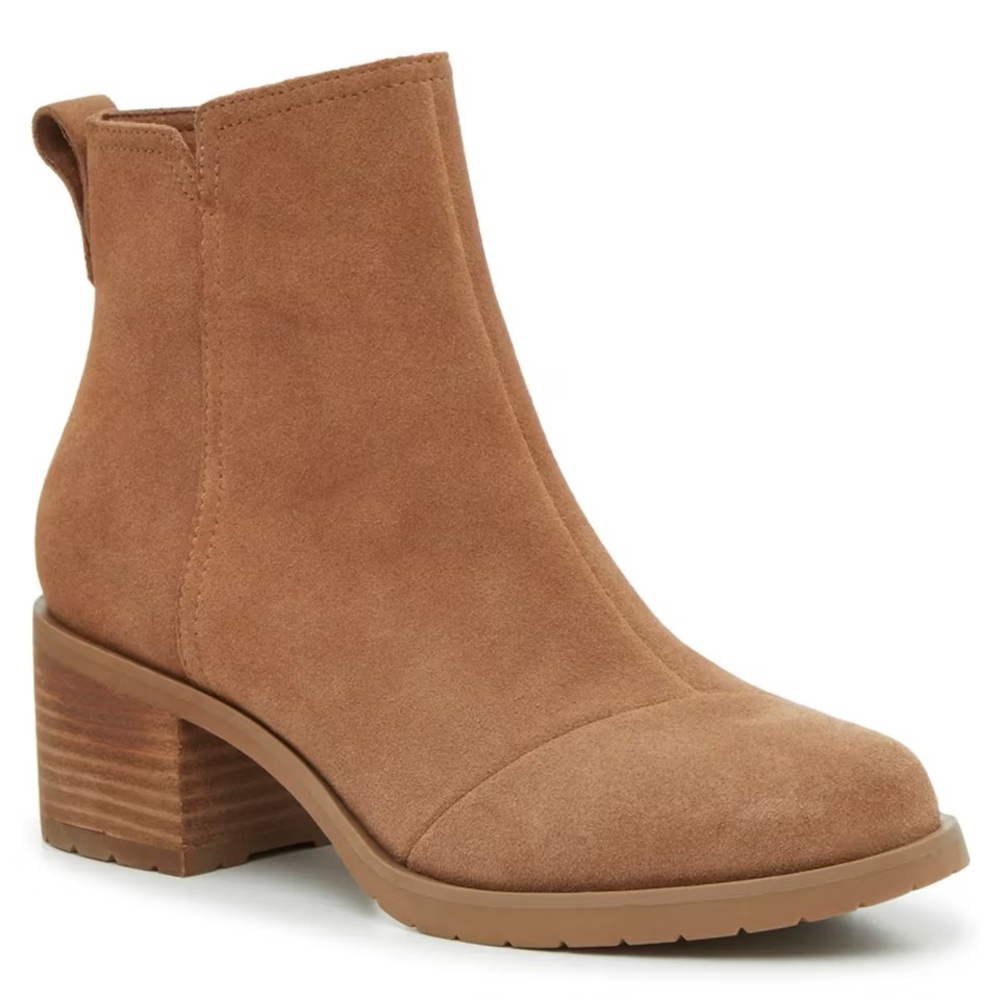 Toms Leighton Boots Brown Suede with Low Heel